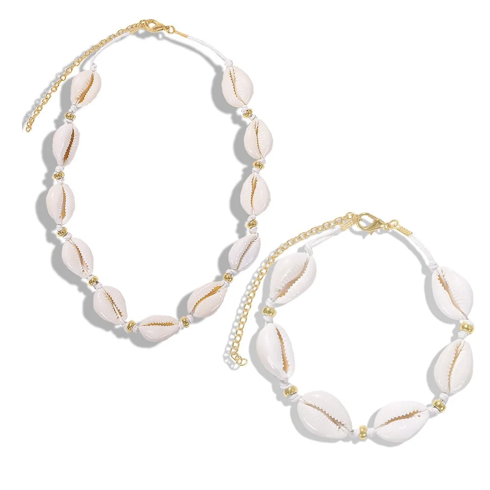 Dvacaman Bohemian Summer Handmade Shell Rope Chain Bracelet for Women Girl Beach Seashell Bracelet Jewelry Party Gifts Wholesale