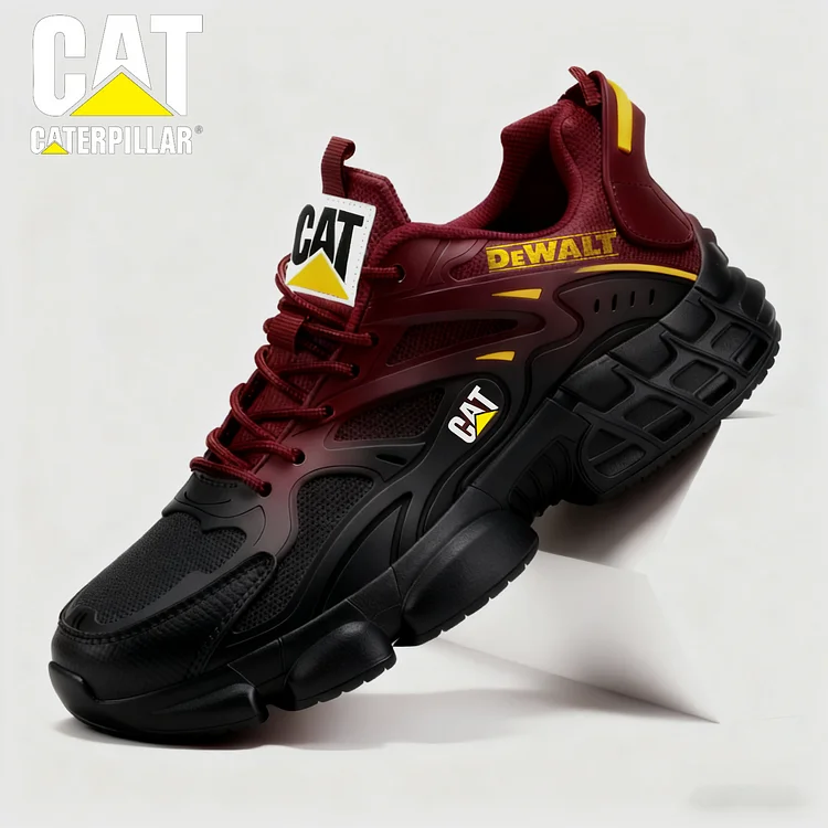 Wodoodporne i oddychające męskie buty sportowe marki CAT&reg; i DEWALT, uniwersalne, lekkie, z miękką podeszwą zapewniającą amortyzację i odbicie.