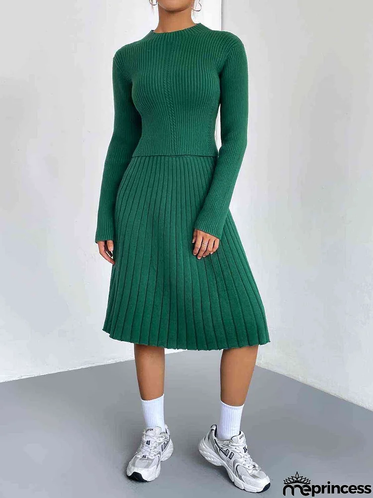 Rib-Knit Sweater and Skirt Set