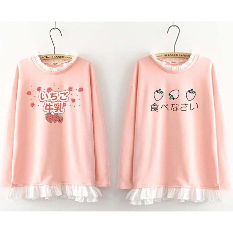 Milky Strawberry Lace Pink Jumper SP166140
