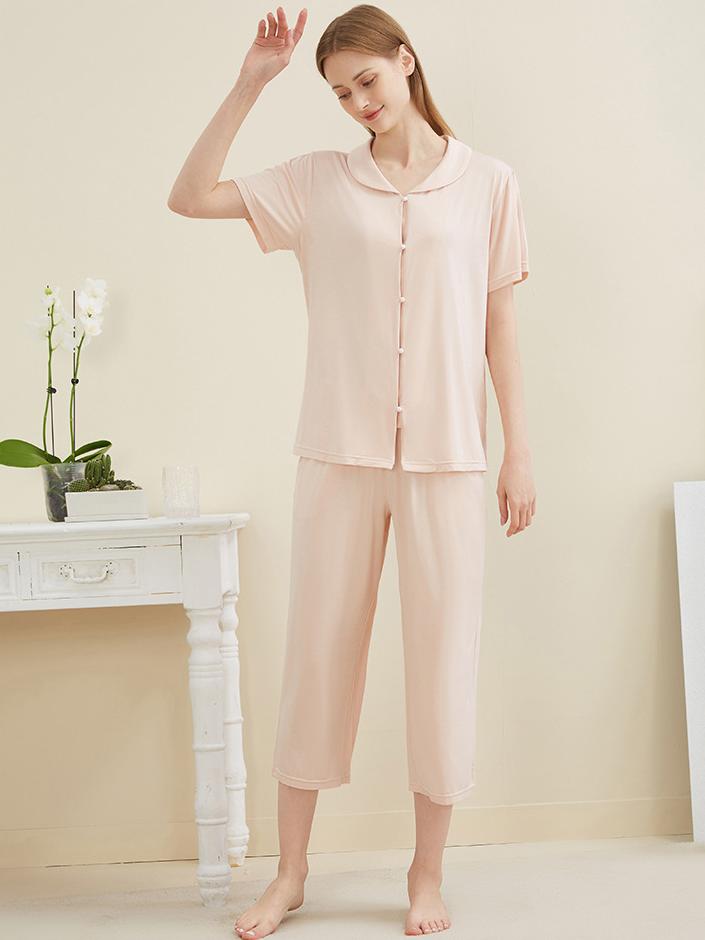 Simple Modal Loose Short Sleeve Pajama Set