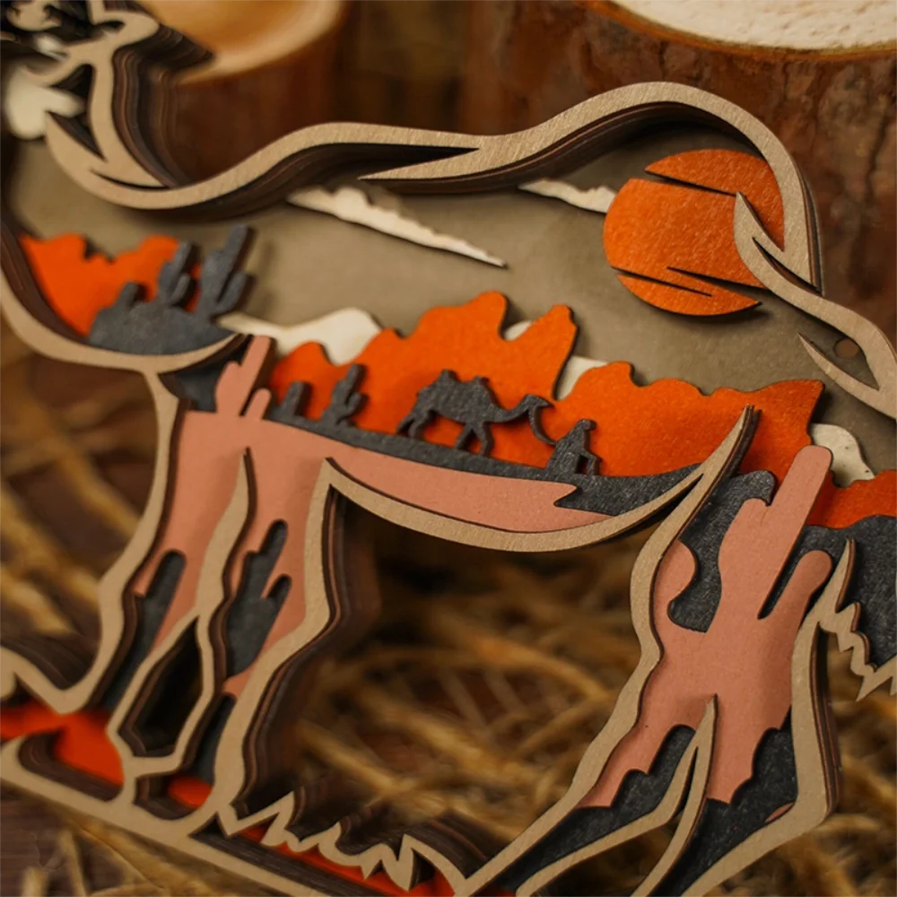 Purexcellent&trade; New creative home desktop wood carving camel crafts ornaments