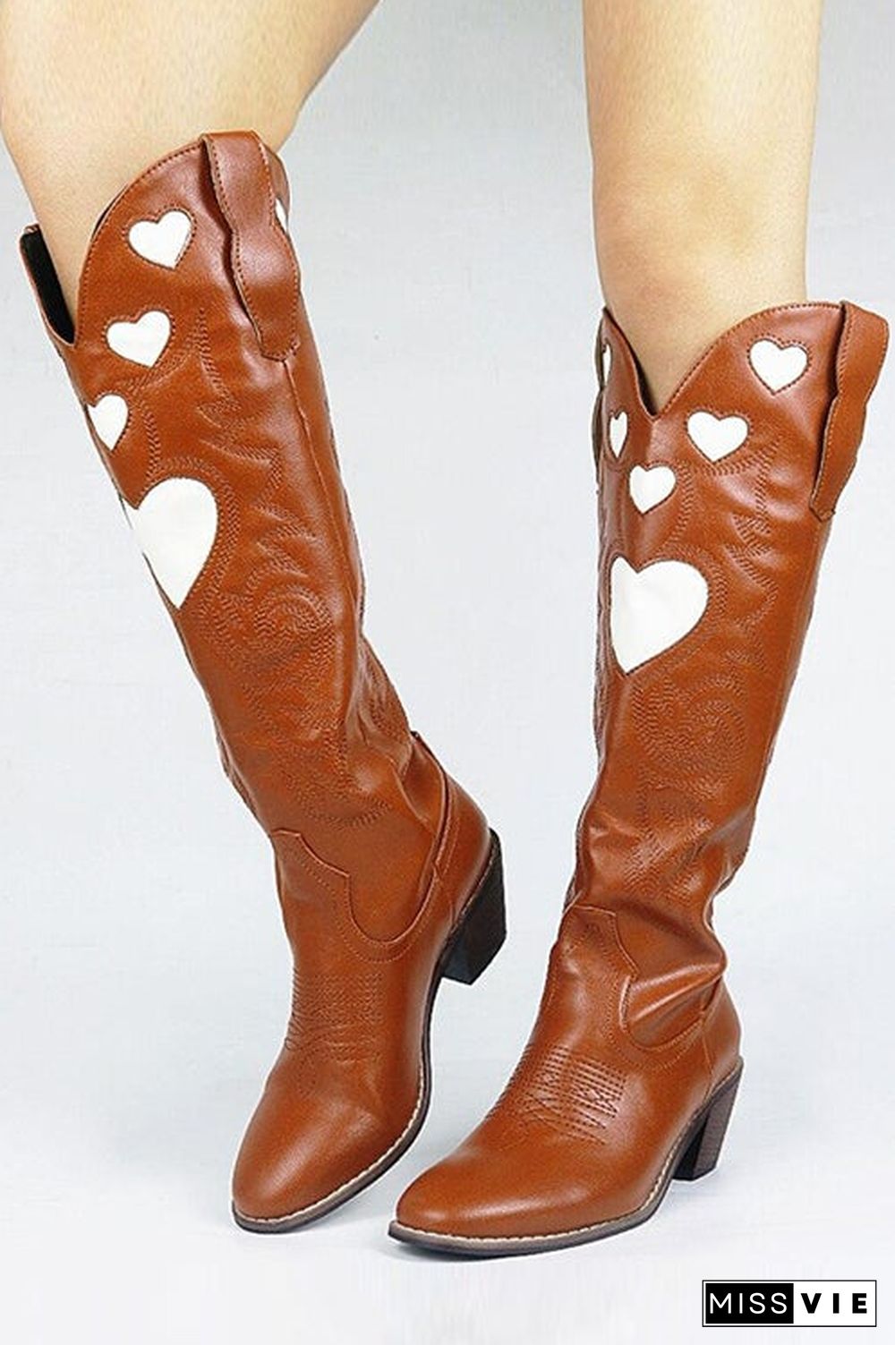 Heart Slip On Cowgirl Boots