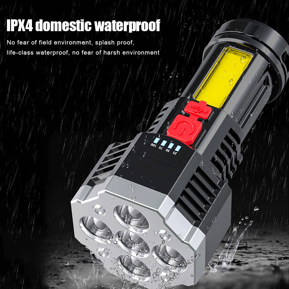 5xLED+COB Bead Strong Flashlight USB Rechargeable Portable Waterproof Torch от Cesdeals WW