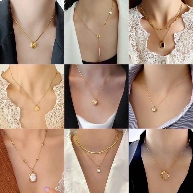 Fashion Heart Shape Rose 304 Stainless Steel Plating Stainless Steel Necklaces