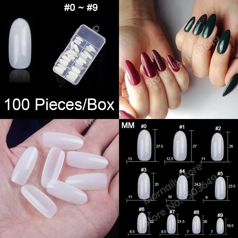 100Pcs/box Nail Tips Short Full Cover Coffin Ballerina False Nails Ballet Shape Acrylic Fake Nails Press On Nails Salon Tools-Nail Inspo