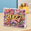 Diamond Art Painting 2027 Desk Calendar Non-Fading DIY Diamond Painting Calendar Ornament Multi Purpose DIY Resin Paintings Desks Kit for Office Home Interior Decoration (flowers)