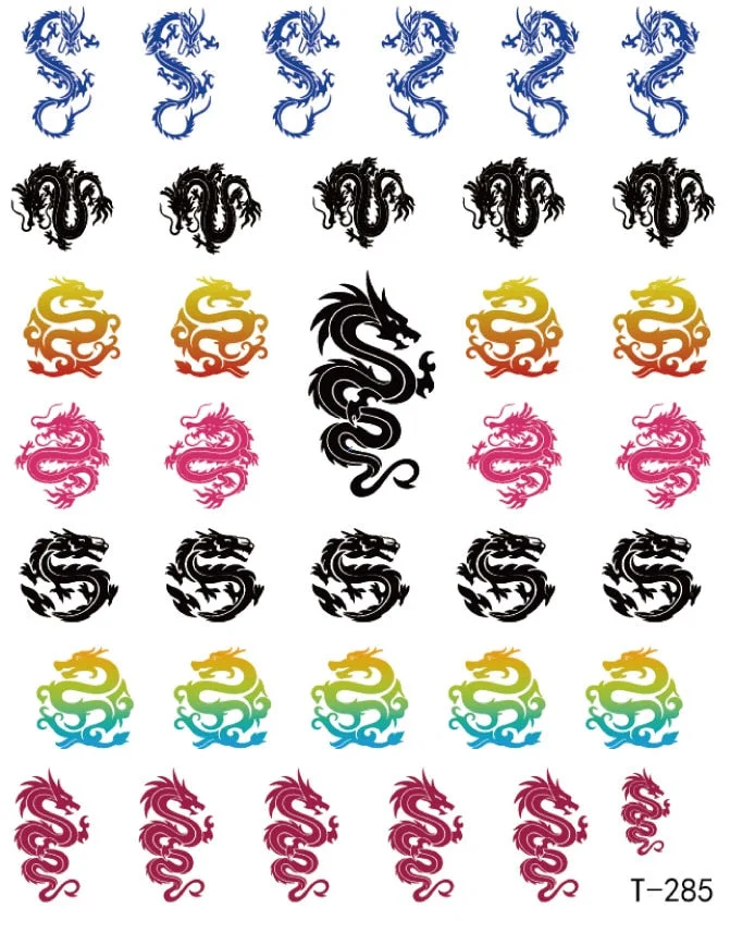 3D Nail Stickers Snake Dragons Design Adhesive Water Transfer Stickers DIY Nail Art Decoration Manicure Salon Acrylic Tips Tool-Nail Inspo