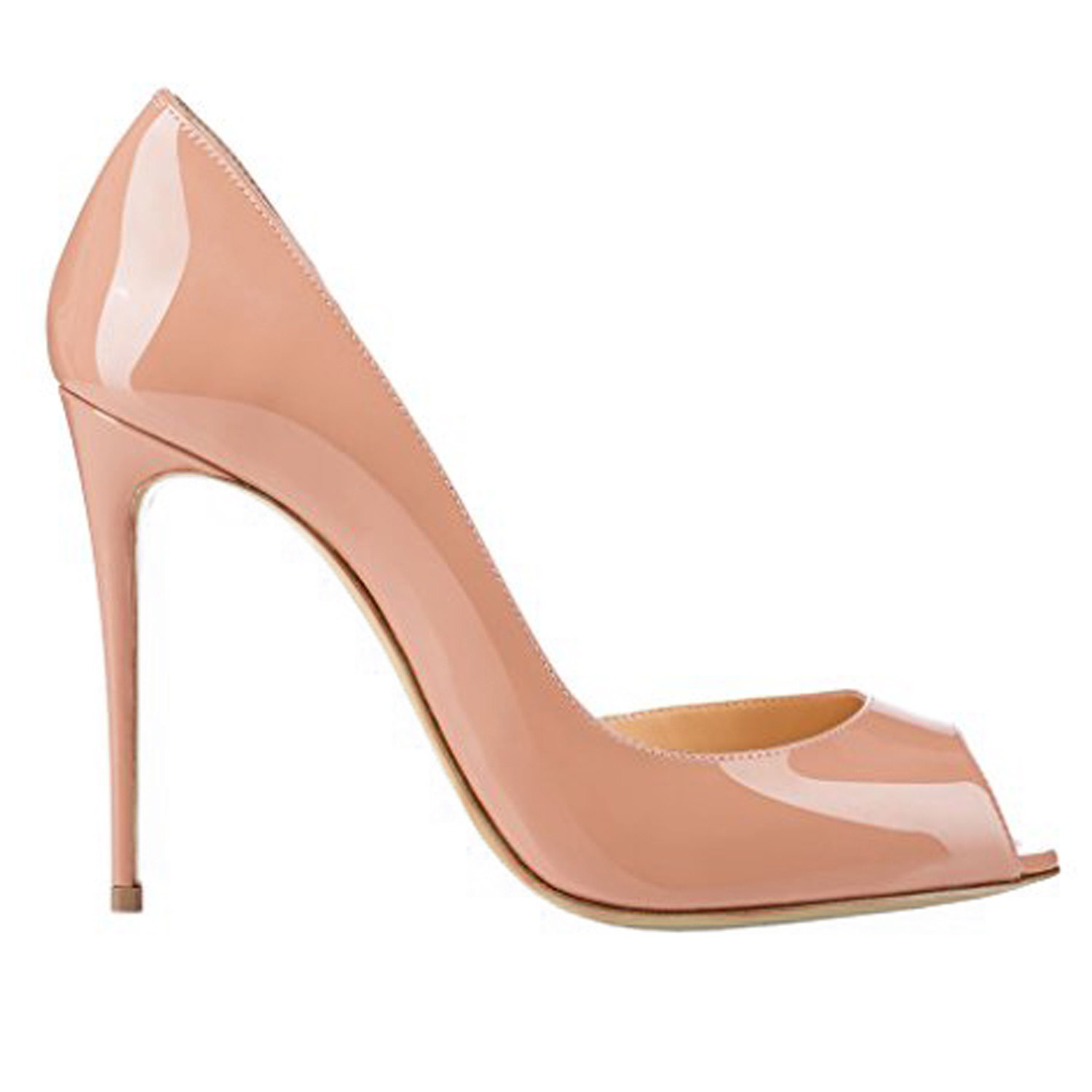 120mm Women's Party Wedding Peep Toe heels Nude Patent-vocosishoes
