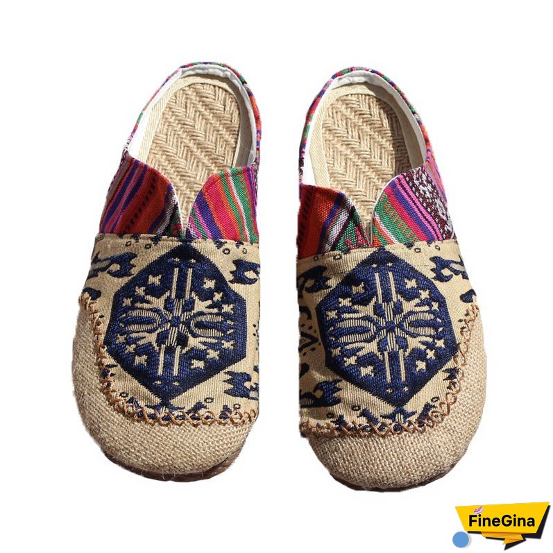 Lazy Shoes, Handmade Shoes, Cloth Shoes, Ethnic Style Beef Tendon Bottom Couple Style Linen Women's Slippers