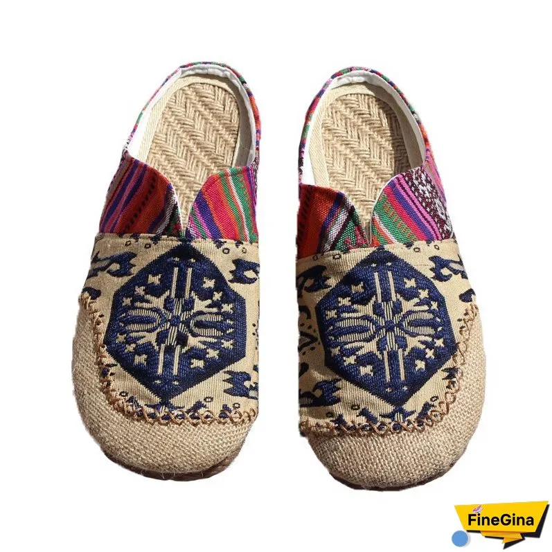 Lazy Shoes, Handmade Shoes, Cloth Shoes, Ethnic Style Beef Tendon Bottom Couple Style Linen Women's Slippers