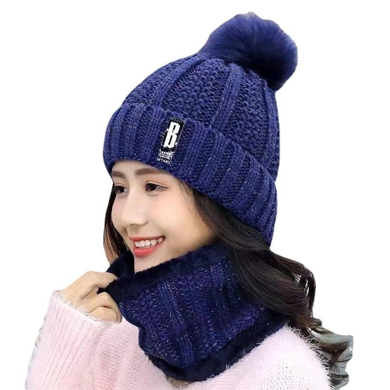 Winter Hat Women’s Korean-style Fleece-lined Thick Wool Hat Warm Scarf Mother Women’s Autumn And Winter Knitted Hat Winter