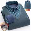 2023 Men's Business Casual Knitted Stretch Wool Fake Two-Piece Warm Shirt