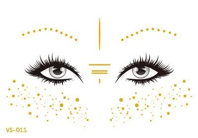 2021 New Gold Face Temporary Tattoo Waterproof Blocked Freckles Makeup Stickers Eye Decal Wholesale