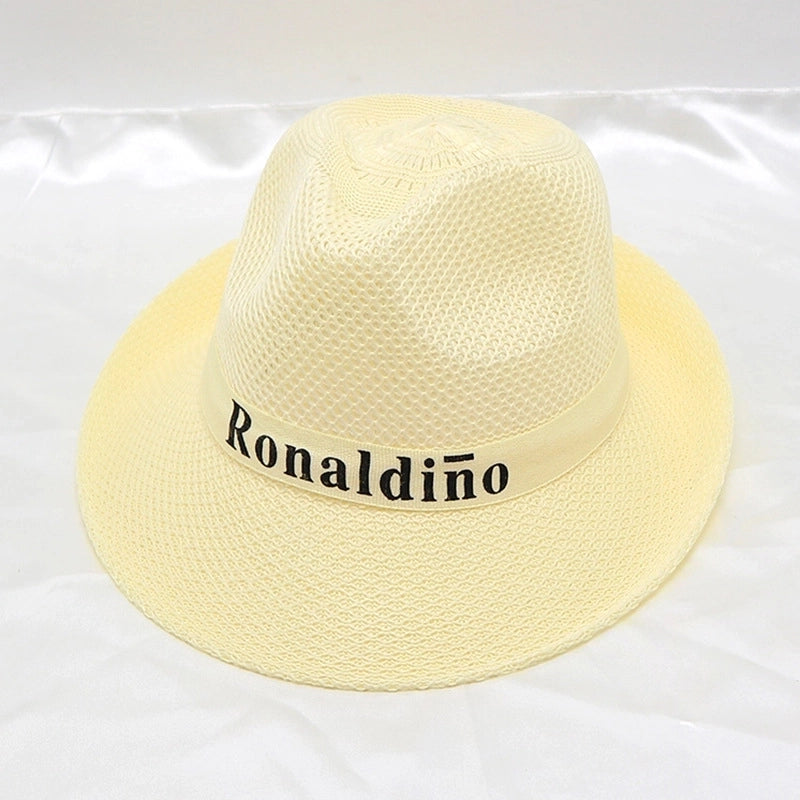 Men’s Minimalist Solid Color Big Eaves Straw Hat
