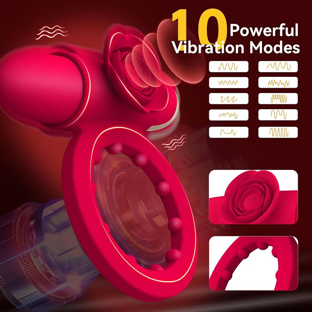 Timora &ndash; Rose Vibrating Cock Ring With Mini Vibrator Time-controlled Pleasure Enhancer For Couples
