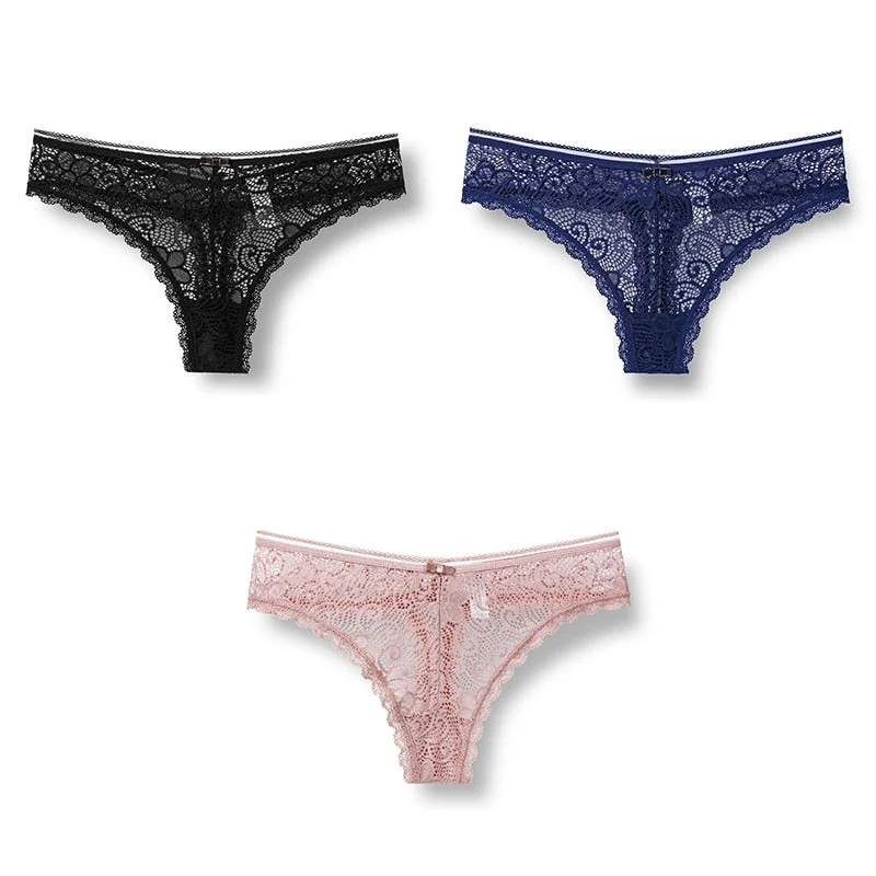 3pcs Woman Panties Sexy Lace Underwear For Women Lingerie Lady Lace T-back Female Thongs Wholesale Sexy Underpants For Women