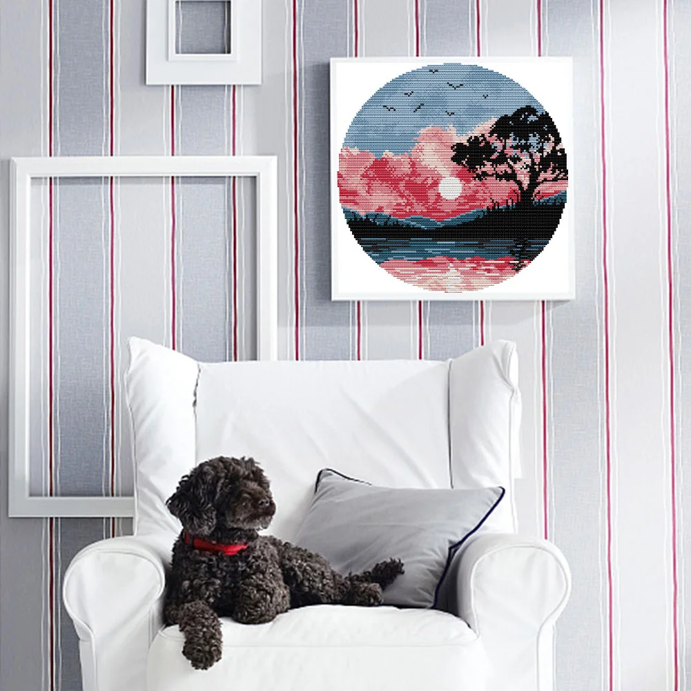 14CT Partial Printed Cross Stitch - Sunset(31*31cm)