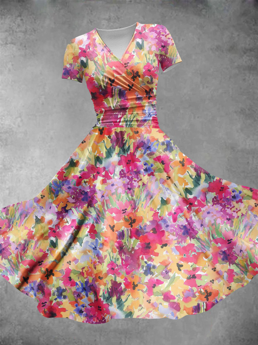 Women's Valentine's Day Gift Flower Floral Plant Print Art Design Maxi Dress