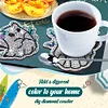 8pcs/set DIY Wooden Diamond Painting Art Coaster Kit with Holder (Halloween Cat)