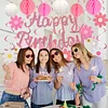 Birthday Decorations, NO DIY, Pre-Strung Happy Birthday Banner with Honeycomb Balls, Hanging Swirls, Circle Dots Garland, Happy Birthday Party Decorations for Women Men Boys Girls (Pink)