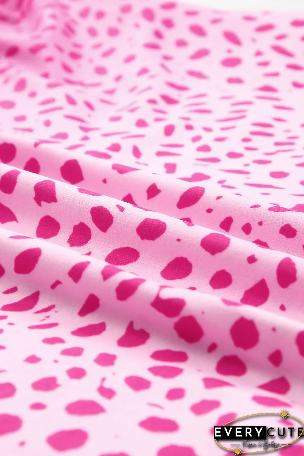 Rose Dotted Contrast Casual Pocket T Shirt Dress