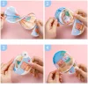 8PCS Summer Outdoor Cute Cartoon Portable Soft Fabric Round Folding Fan Kids Back to School Stationery Gift