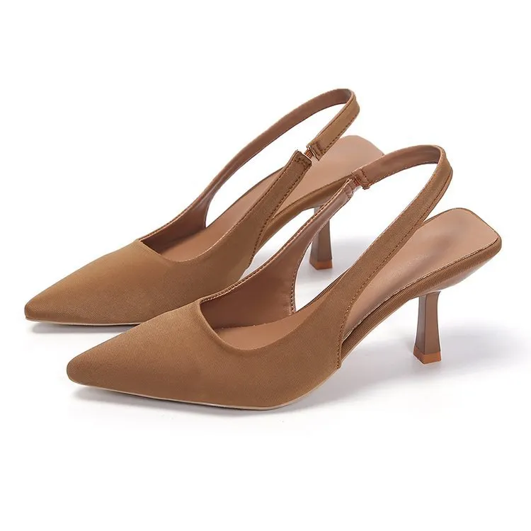 Uveng Uveng Spring And Summer New Pointed Thin Heel High Heel Shoes After Empty Head Sandals Fairy Wind With Skirt High Heels