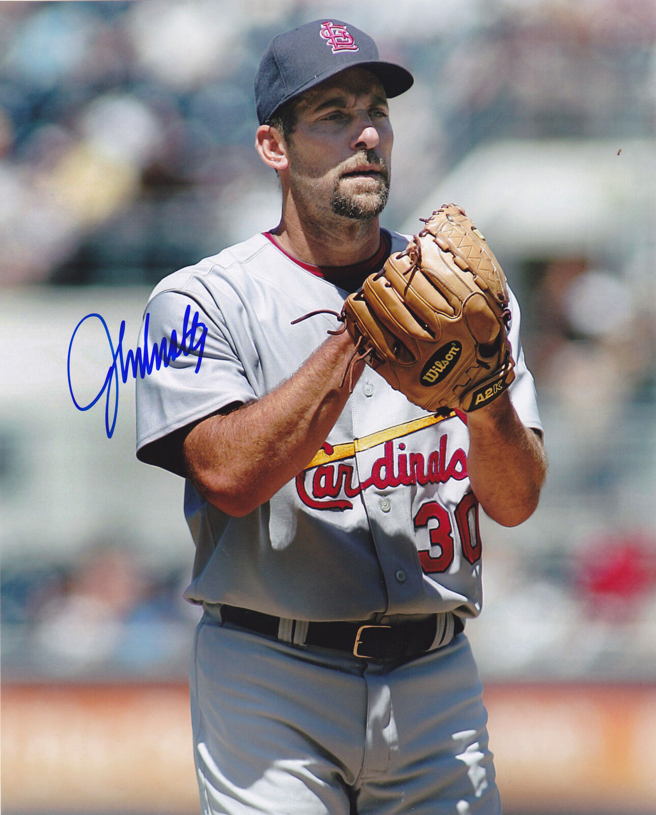 JOHN SMOLTZ ST. LOUIS CARDINALS ACTION SIGNED 8x10