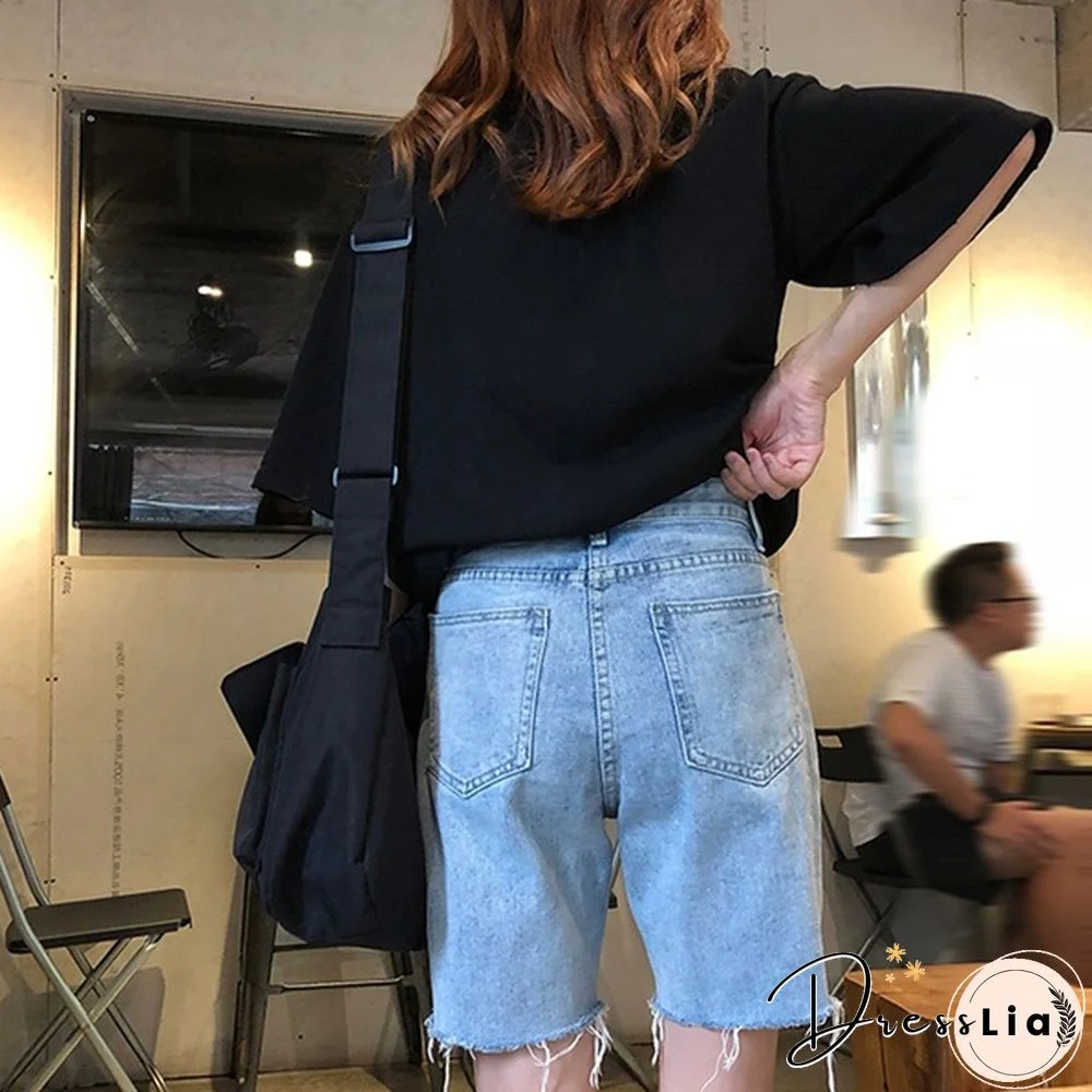 Women High Waist Stretch Shorts Ladies Baggy Denim Jeans Hot Pants