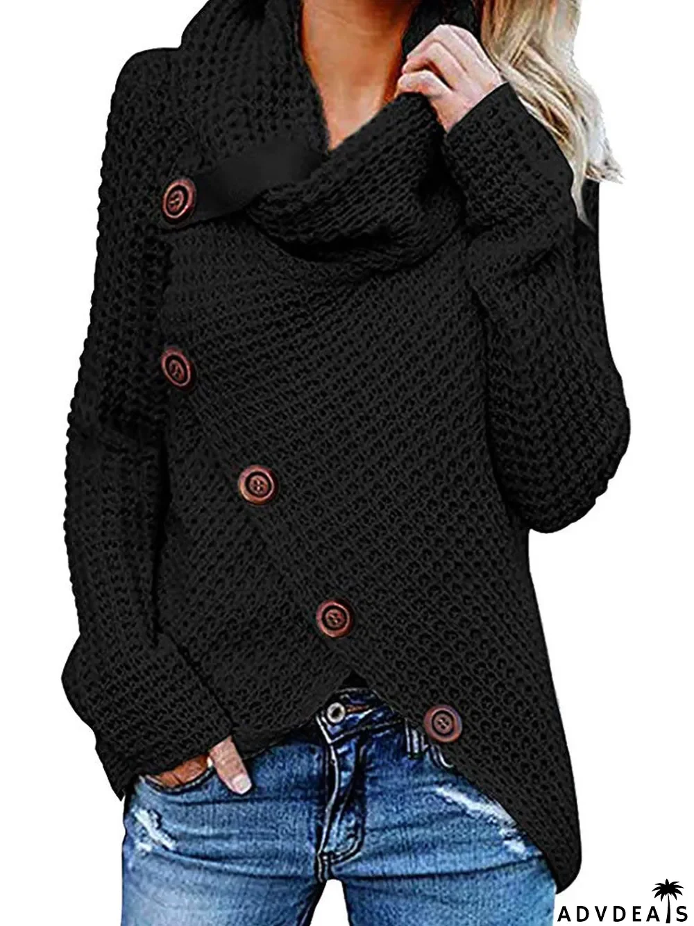 Women's Solid Color Long Sleeve Turtle Neck Tops
