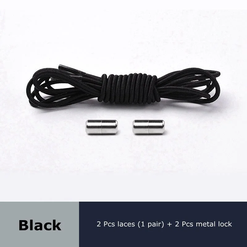 Elastic Shoelaces Round Metal Lock Outdoor Sneakers No Tie Shoelace Suitable for all kinds of shoes Unisex Lazy Laces 1 pair