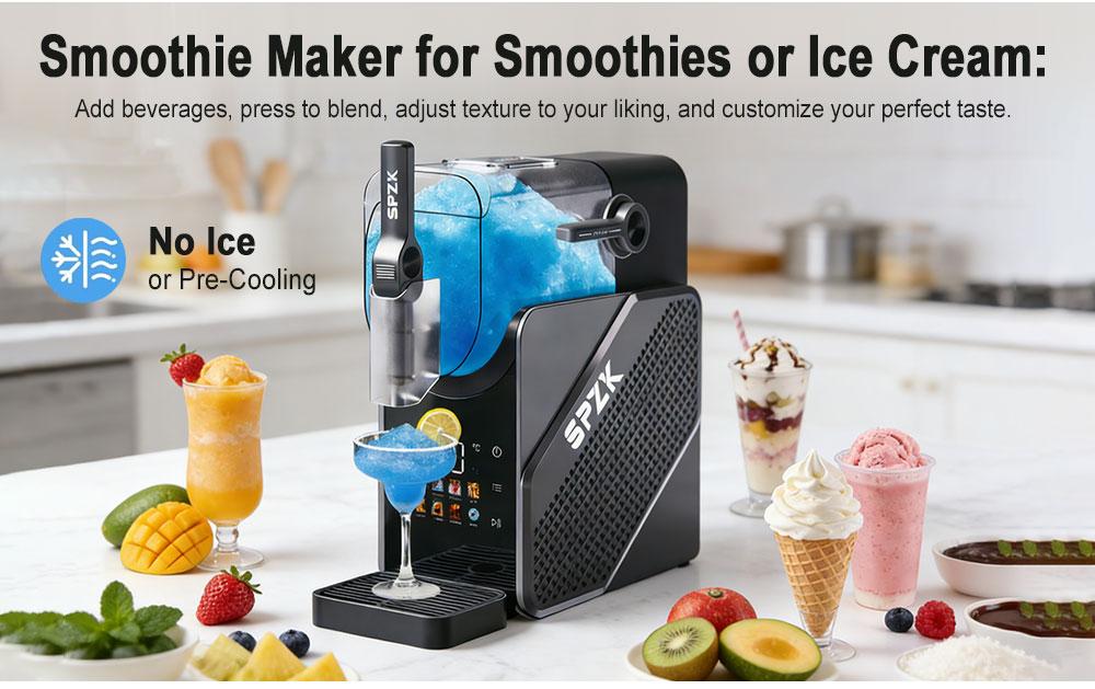 SPZTJK Slushie Machine & Soft Serve Maker | Colour Touch Screen, Real-Time Temp Display, Powerful Compressor, 7 Presets, Auto-Clean, 24hr Keep Cold for Home, Café & Small Business