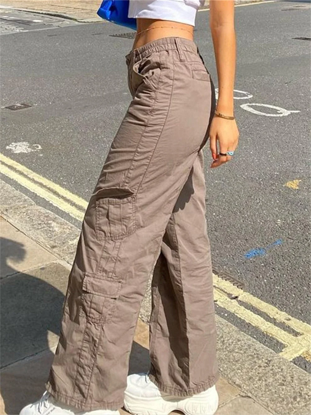 uforever21 Fairycore Baggy Pants Women Cyber Y2k Jeans Big Pockets 90s Hippie Cargo Mom Trousers Loosesize Casual Wide Leg Denim Jogger