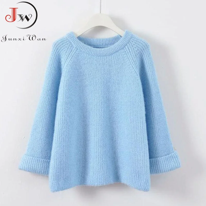 New 2022 Autumn Women Knitted Sweaters Jumpers Candy Color Sweet Chic Short Sweater Casual Solid Pull Femme Roupas femininas