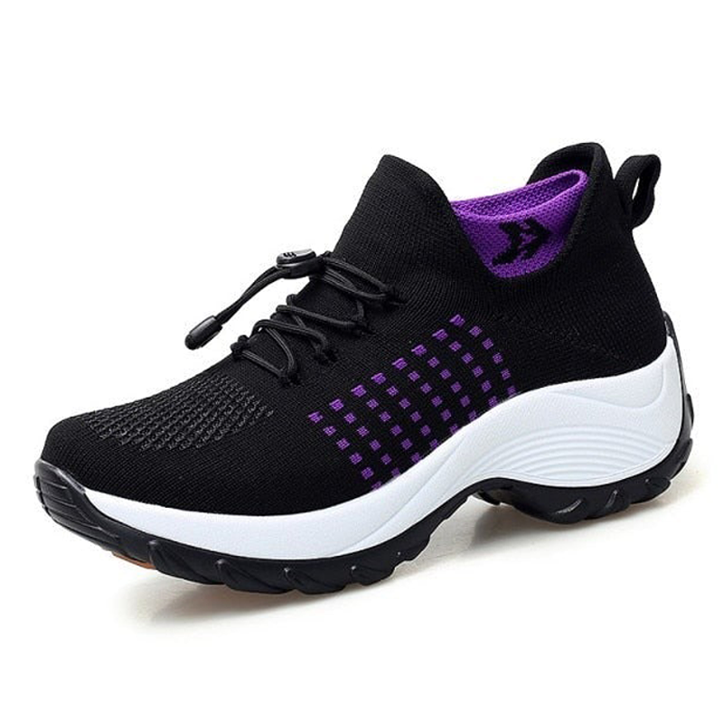 Women's Comfortable Non-Slip Slip On Shoes - Black Purple