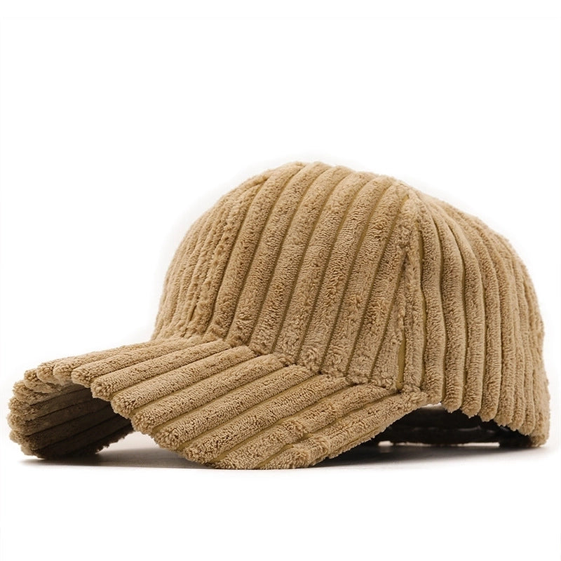 Fashion Casual Solid Color Stripe Corduroy Cap