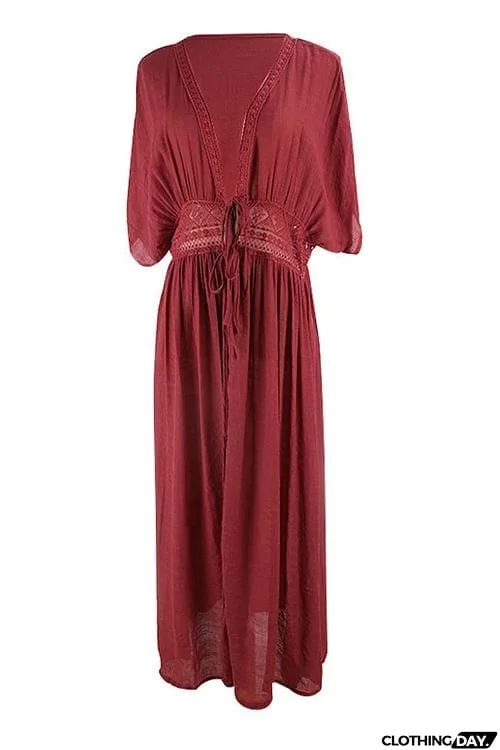 Half Sleeve Lace Up Cardigan