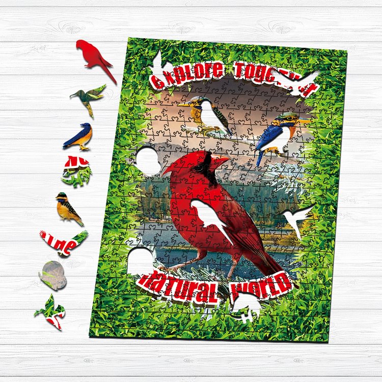 Colorful Cardinals Wooden Jigsaw Puzzle