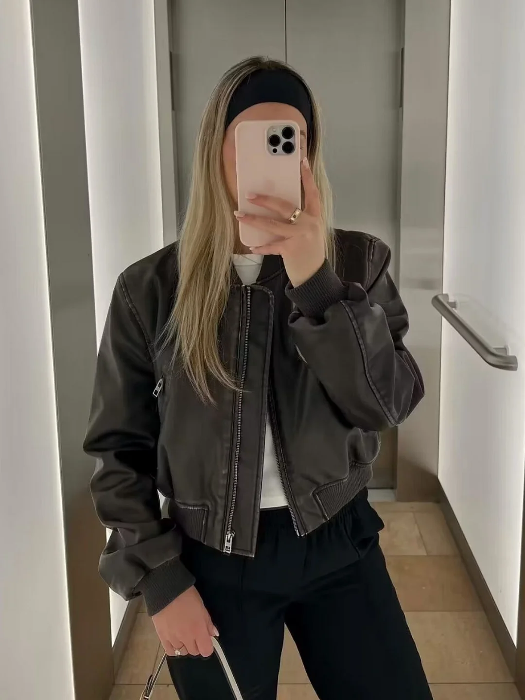 Nigikala Nigikala Street Short Dress 2025 Autumn Collar Locomotive Bomber Jacket Women's Top A19840