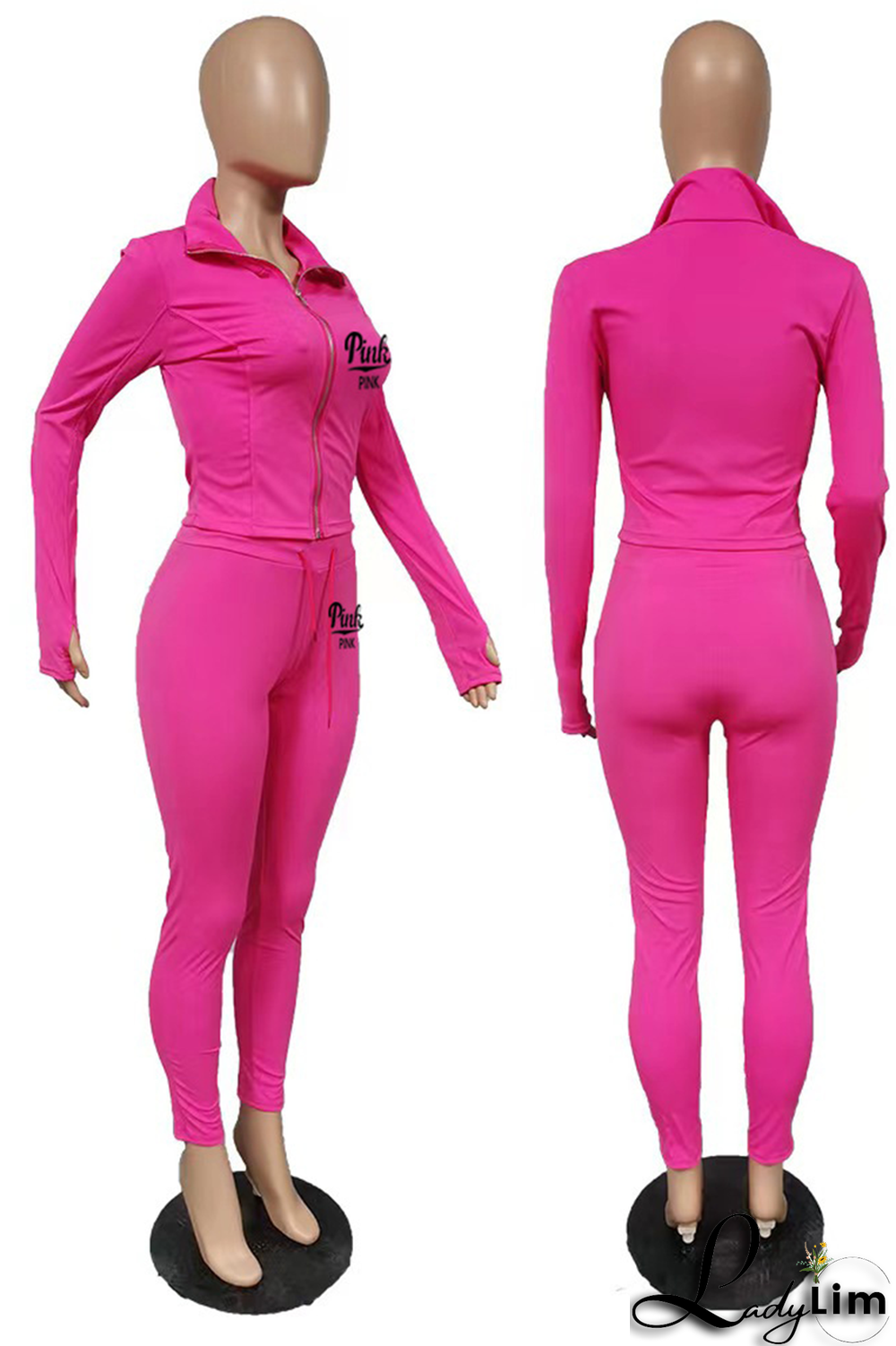 Red Fashion Print Patchwork Turndown Collar Long Sleeve Two Pieces