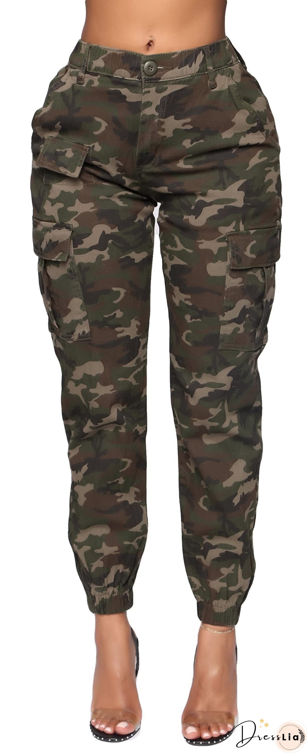 Women's Outdoor Overalls Design Elastic Waist Casual Pants