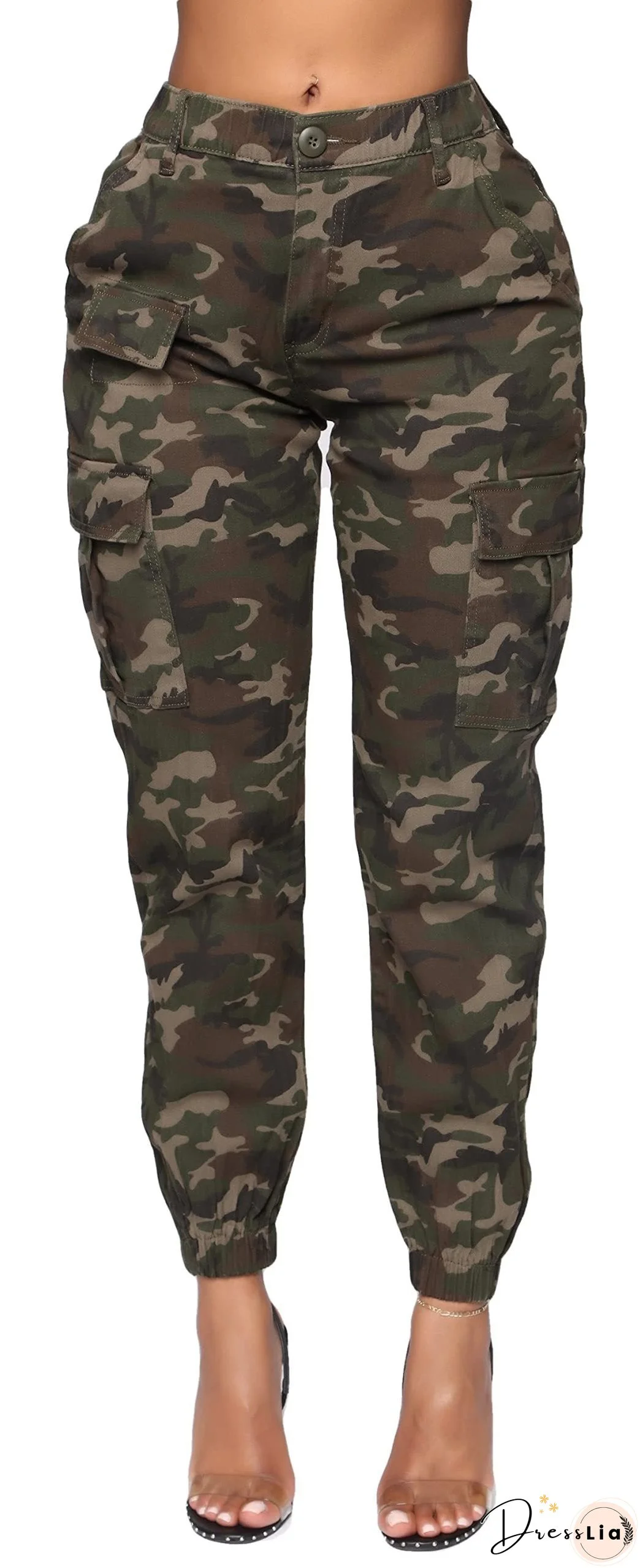 Women's Outdoor Overalls Design Elastic Waist Casual Pants