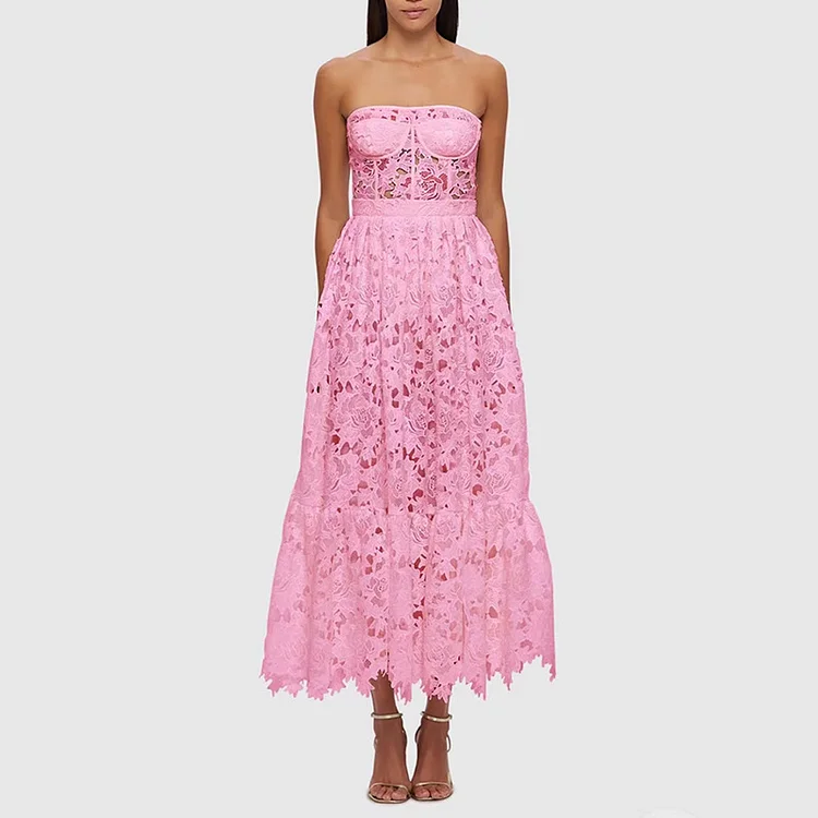 Bandeau Sleeveless Lace Dress