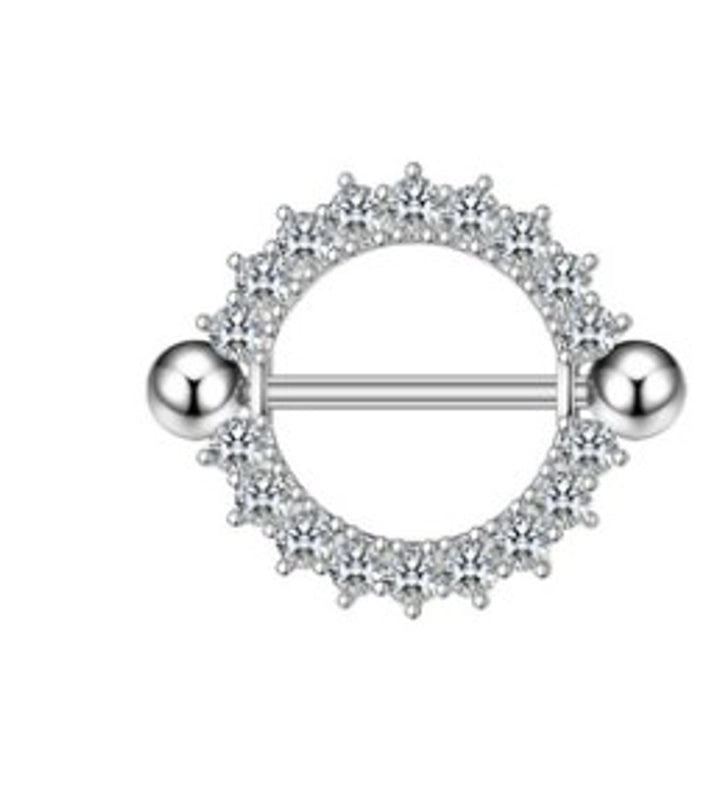 Sexy Cherry Eye Stainless Steel Copper Plating Inlay Zircon White Gold Plated Gold Plated Nipple Ring