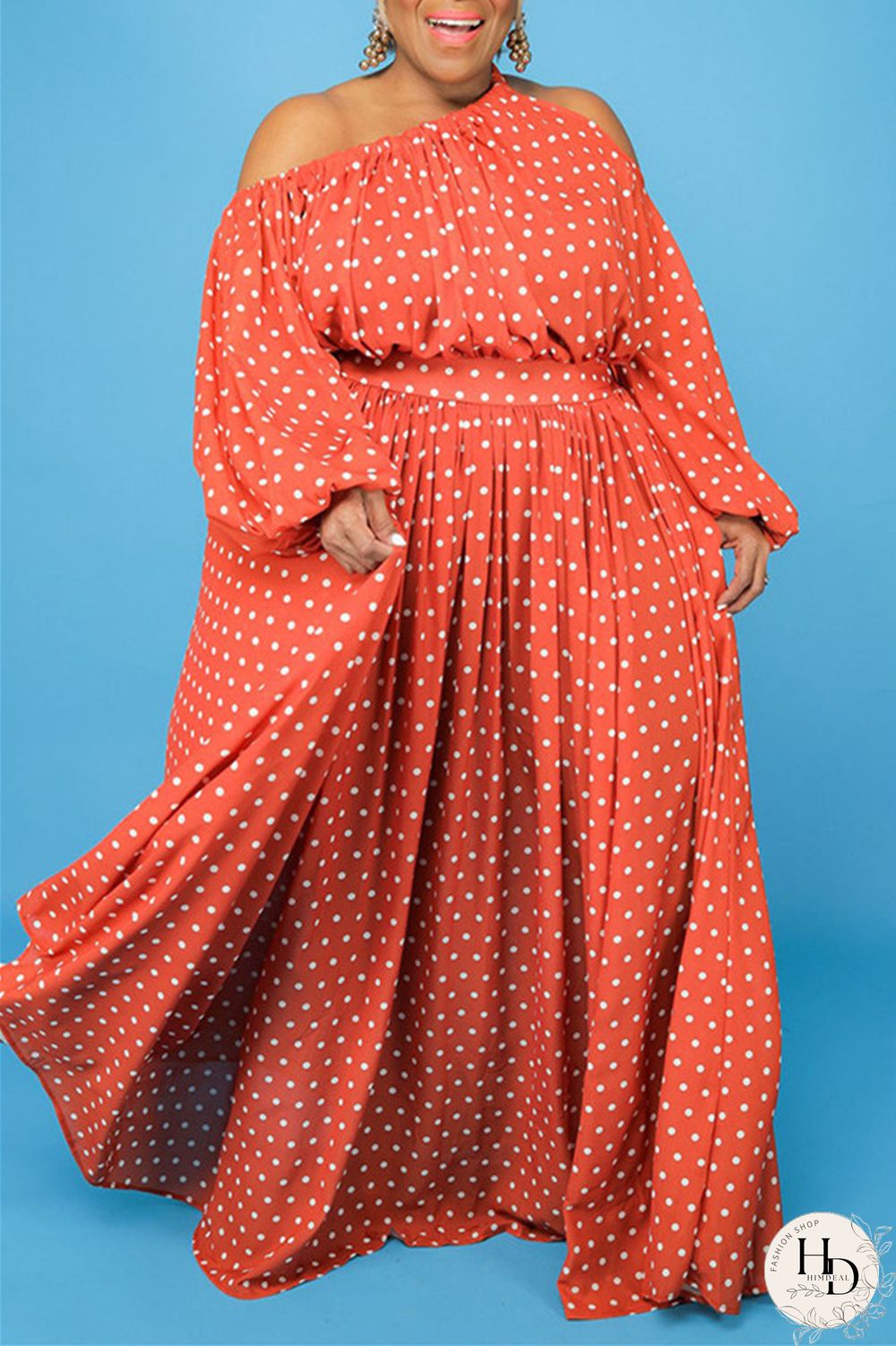 Black Fashion Casual Print Hollowed Out Oblique Collar Long Sleeve Plus Size Dresses