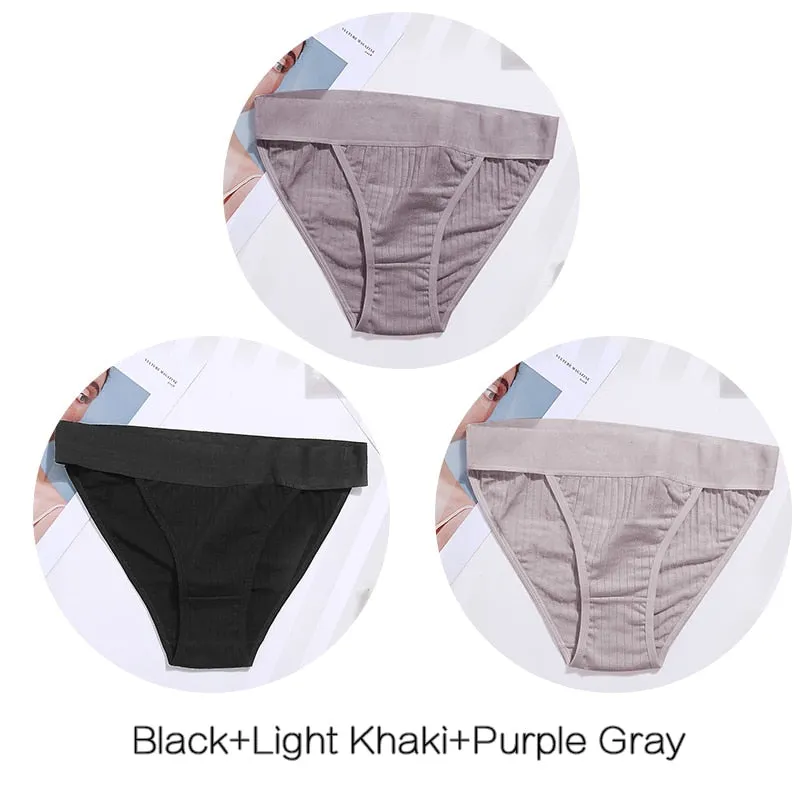 FINETOO 3Pcs/set Panties Women Cotton Underwear Female Sexy Lingerie Ladies Casual Brief Women Striped Underpants Intimates M-XL