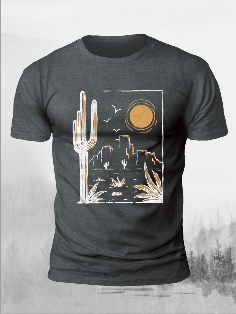 Men's Desert Solid Color Cactus Short-Sleeved Shirt in  mildstyles