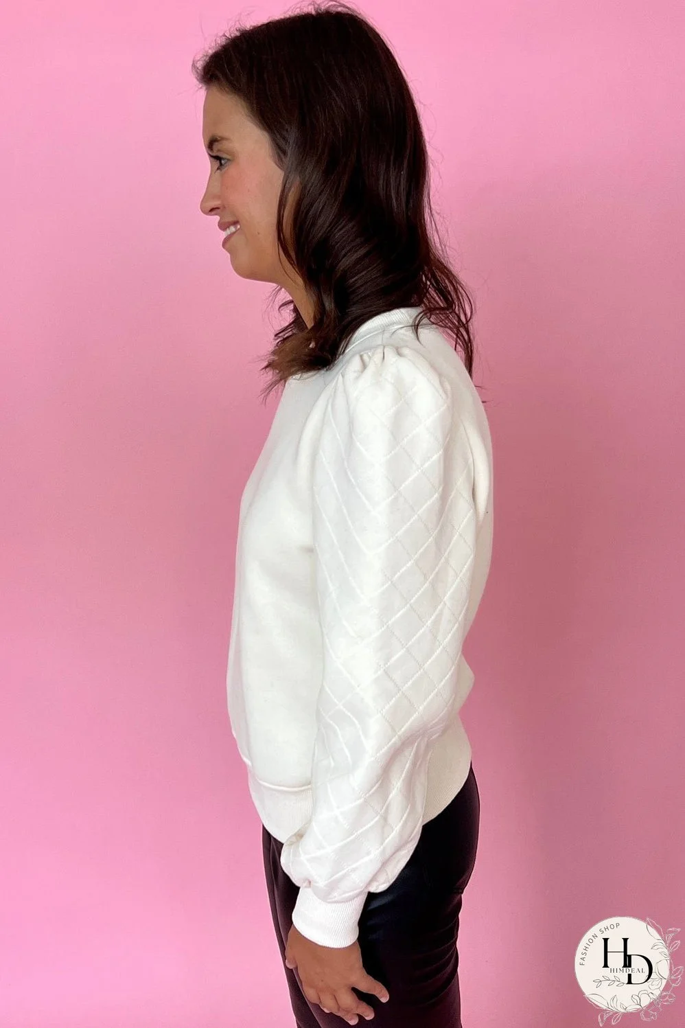 Textured Puff Sleeve Sweater