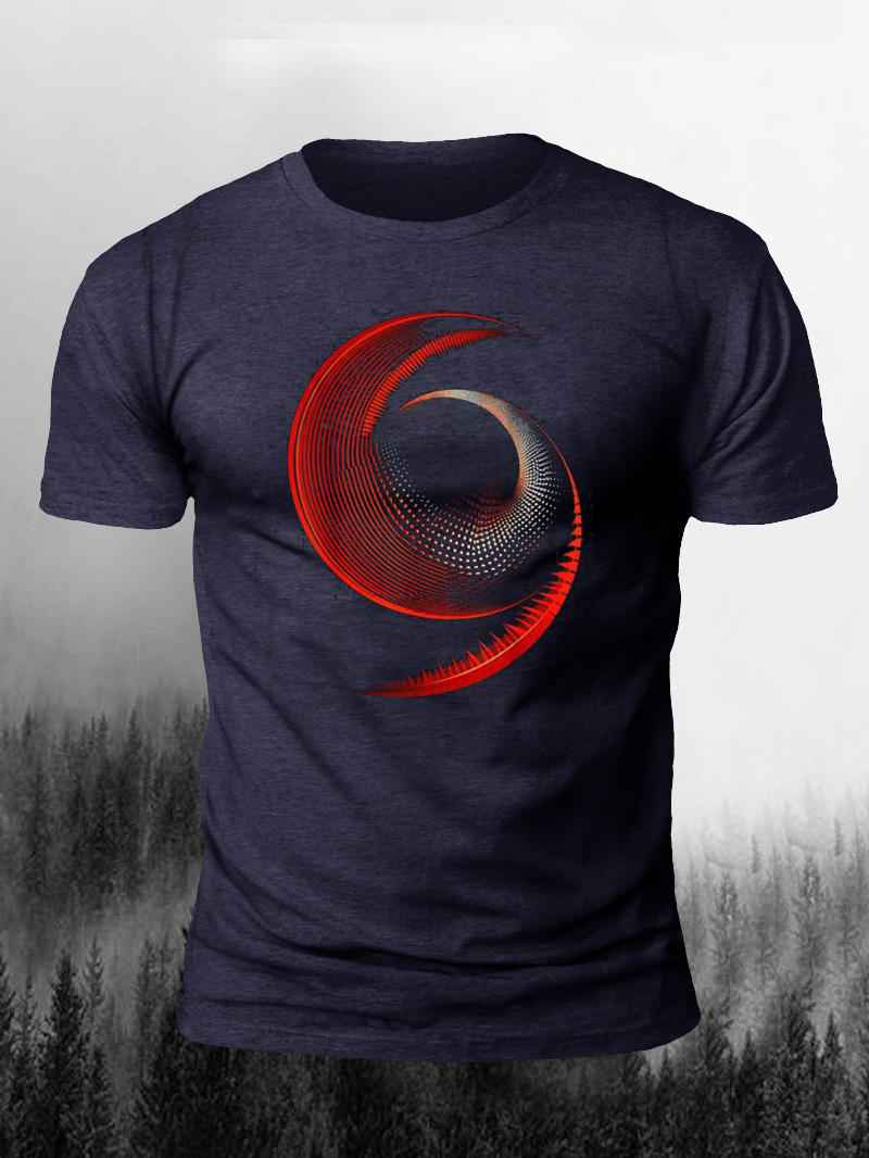 Men's Red Spiral Vortex Print Casual Short Sleeve T-shirt